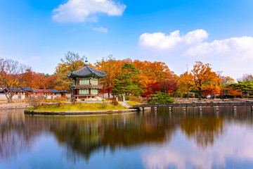 Fototapeta na wymiar Autumn season of Gyeongbokgung Palace in Seoul,South Korea.