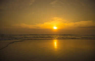 Fototapeta na wymiar Landscape Sunset Sea Waves Beach