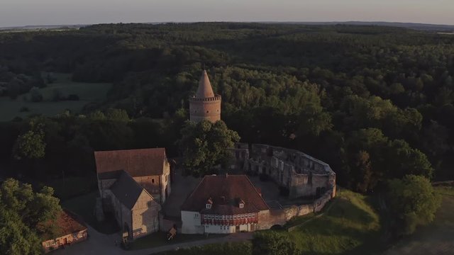 Aerial Shot of  Castle in Germany Mecklenburg Vorpommern - Burg Stargard