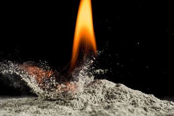 burst of burning sand, particle burst and freeze motion