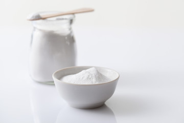 Jar with artificial sweetener aspartame E951 is harmful to health.