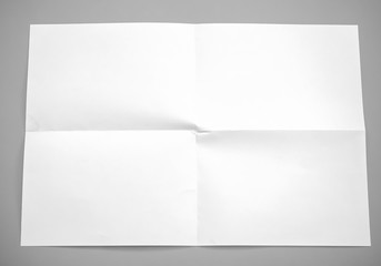 Top view of blank paper isolated on gray background. Poster mock-ups paper, white paper portrait A4. brochure magazine isolated, use banners products business cards to showcase your