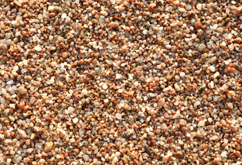 many small pebbles and stones of a beach