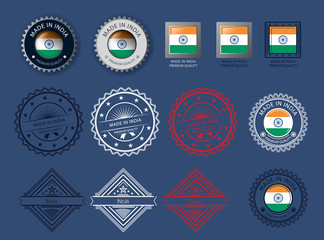  Made in India seal, Indian flag and color  --Vector Art--
