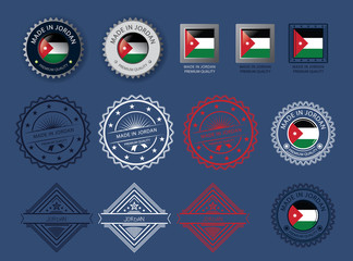  Made in Jordan seal, Jordanian flag and color  --Vector Art--