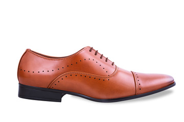 Side View Of Brown Shoes Isolated On White Background