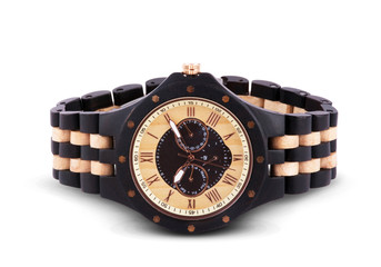 Wooden Wristwatch Isolated On White Background