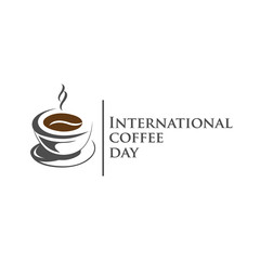 1 October International coffee day Logo. World Coffee day Logo Icon vector illustration on white background.World map in coffee cup.