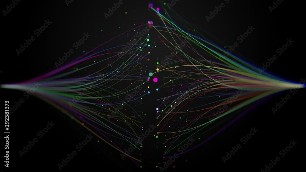 Poster 3d render of abstract data analysis concept. big data visualization via dot particles.