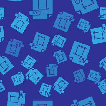 Blue JS file document. Download js button icon isolated seamless pattern on blue background. JS file symbol. Vector Illustration