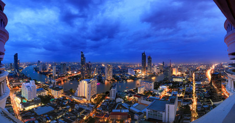 Cityscape of Bangkok Thailand in Twilight time