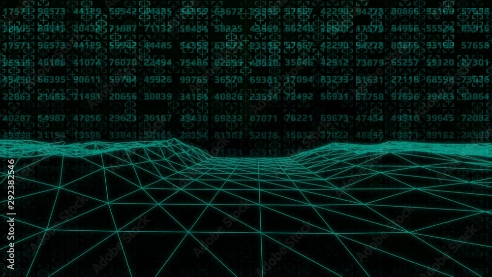 Leinwandbilder 4k animation abstract wireframe landscape fly through the goal idea graphic motion. glow futuristic 