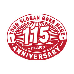 115 years anniversary design template. 115th logo. Red design - vector and illustration.