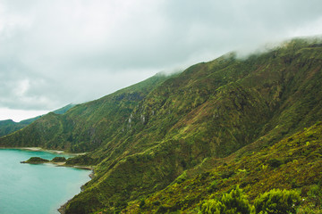 beautiful view of Lagoa do Fogo lake on the island of Sao Miguel, Azores, Portugal
