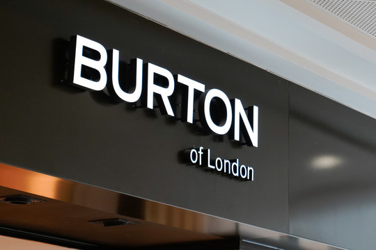 Clothing Shop Burton Of London Sign On Store Front In The Street