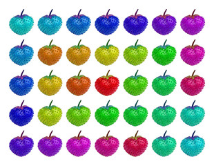 Abstraction. Multi colored strawberries. Stereo photography effect. Shimmering illusion....