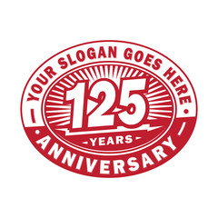 125 years anniversary design template. 125th logo. Red design - vector and illustration.