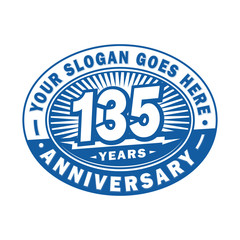 135 years anniversary design template. 135th logo. Blue design - vector and illustration.