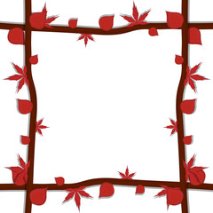 Autumn red leaves frame. Maple leaves - Vectro illustration