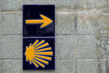 ceramic tiles with insignia of the Way of St. James on the St. James' Way