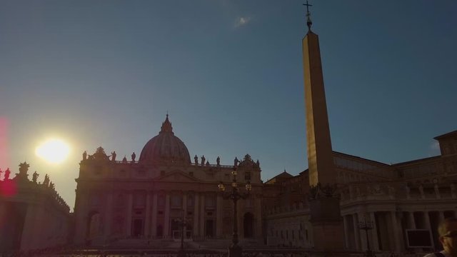 Saint Peter's Basilica near sunset time, Vatican City, Rome, Italy. Hyperlapse, Motionlapse