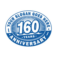 160 years anniversary design template. 160th logo. Blue design - vector and illustration.