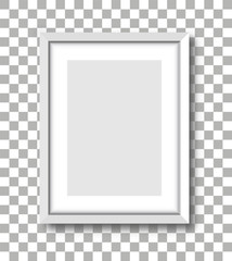 White frame in a realistic style on an isolated background of a rectangular shape. Vector graphics