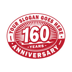 160 years anniversary design template. 160th logo. Red design - vector and illustration.