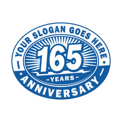 165 years anniversary design template. 165th logo. Blue design - vector and illustration.