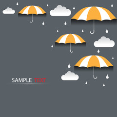 Umbrella and rain background vector