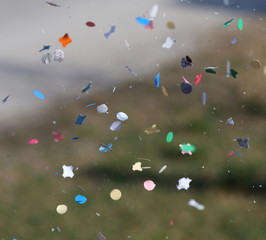 Confetti thrown into the air during the holidays