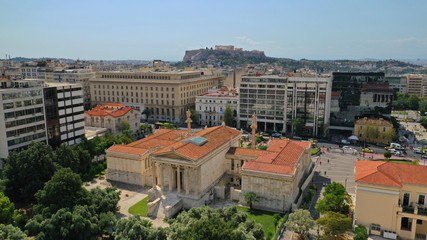 Fototapeta na wymiar Aerial photo of Masterpiece Public Academy of Athens, Athens, Attica, Greece