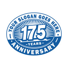 175 years anniversary design template. 175th logo. Blue design - vector and illustration.