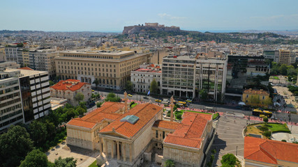 Fototapeta na wymiar Aerial photo of Masterpiece Public Academy of Athens, Athens, Attica, Greece
