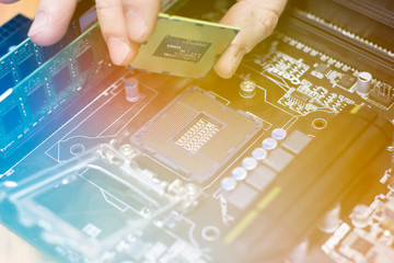 Installation CPU on socket of motherboard