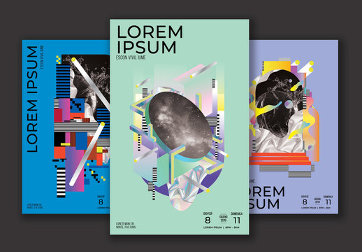 Set di poster futuristici per eventi