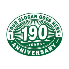 190 years anniversary design template. 190th logo. Green design - vector and illustration.