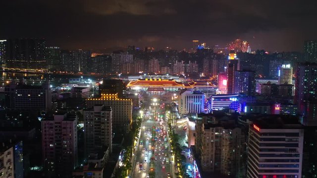 night zhuhai traffic road border port macau cityscape aerial panorama 4k china