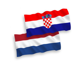 Naklejka premium Flags of Croatia and Netherlands on a white background