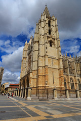 Fototapeta premium León,Spain,4,2015;One of the most notable historical icons of the city, the Cathedral.