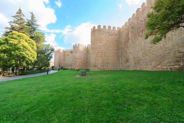 Avila,Spain,9,2013 The wall is a Romanesque military fence that surrounds the old town © Teresa