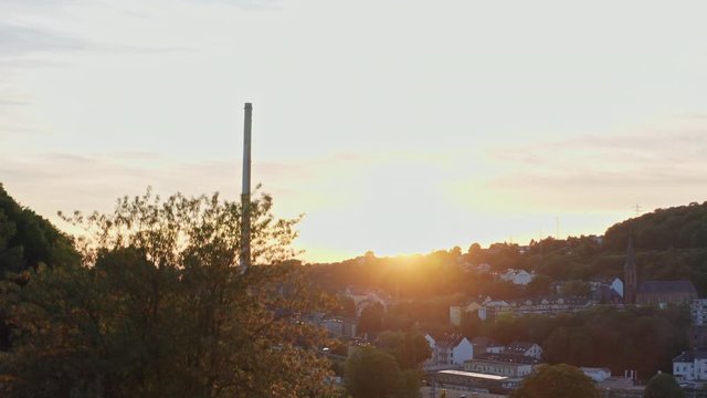 areal tilt view of industry of a city in germany - wuppertal in nordrhein westfalen
