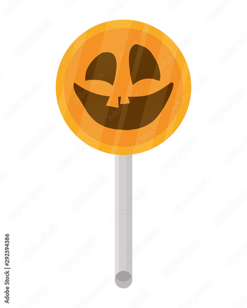 Sticker halloween sweet lollipop candy with face icon