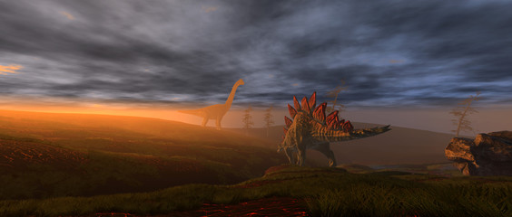 Dinosaur Extinction. Extremely detailed and realistic high resolution 3d illustration. © Sasa Kadrijevic