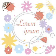 Wedding invitation frame set; flowers, leaves, isolated on white. Sketched wreath, floral and herbs garland with green, greenery color. Vector illustration, nature art.