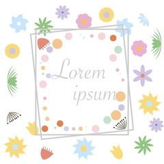 Wedding invitation frame set; flowers, leaves, isolated on white. Sketched wreath, floral and herbs garland with green, greenery color. Vector illustration, nature art.