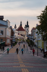 Obraz premium Pinsk, Belarus . Photo of the historical, pedestrian Lenin street in Pinsk.