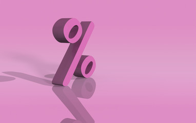 Shopping and sale. Percent sign. 3d Rendering with multicolors.