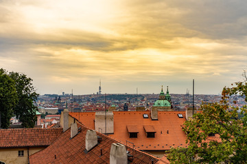Obraz premium Skyline from Castle Architecture and landmark of Prague in Czech Republic.