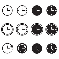 Thin line simple Icon set related to Time